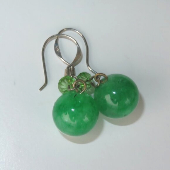 Sterling Silver Green Quartz CZ Dangle Earrings - Picture 6 of 15